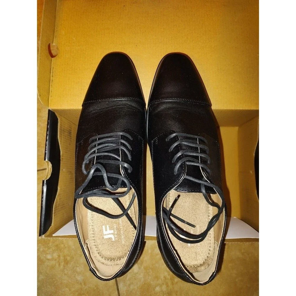 Men's in box JF J Ferrar Brody BLK W Black Dressy Shoes Size 9.5W Good condition